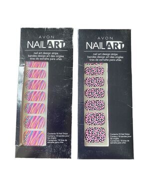 Avon Nail Art Nail Polish Stickers Pink Cheetah Color Street NEW